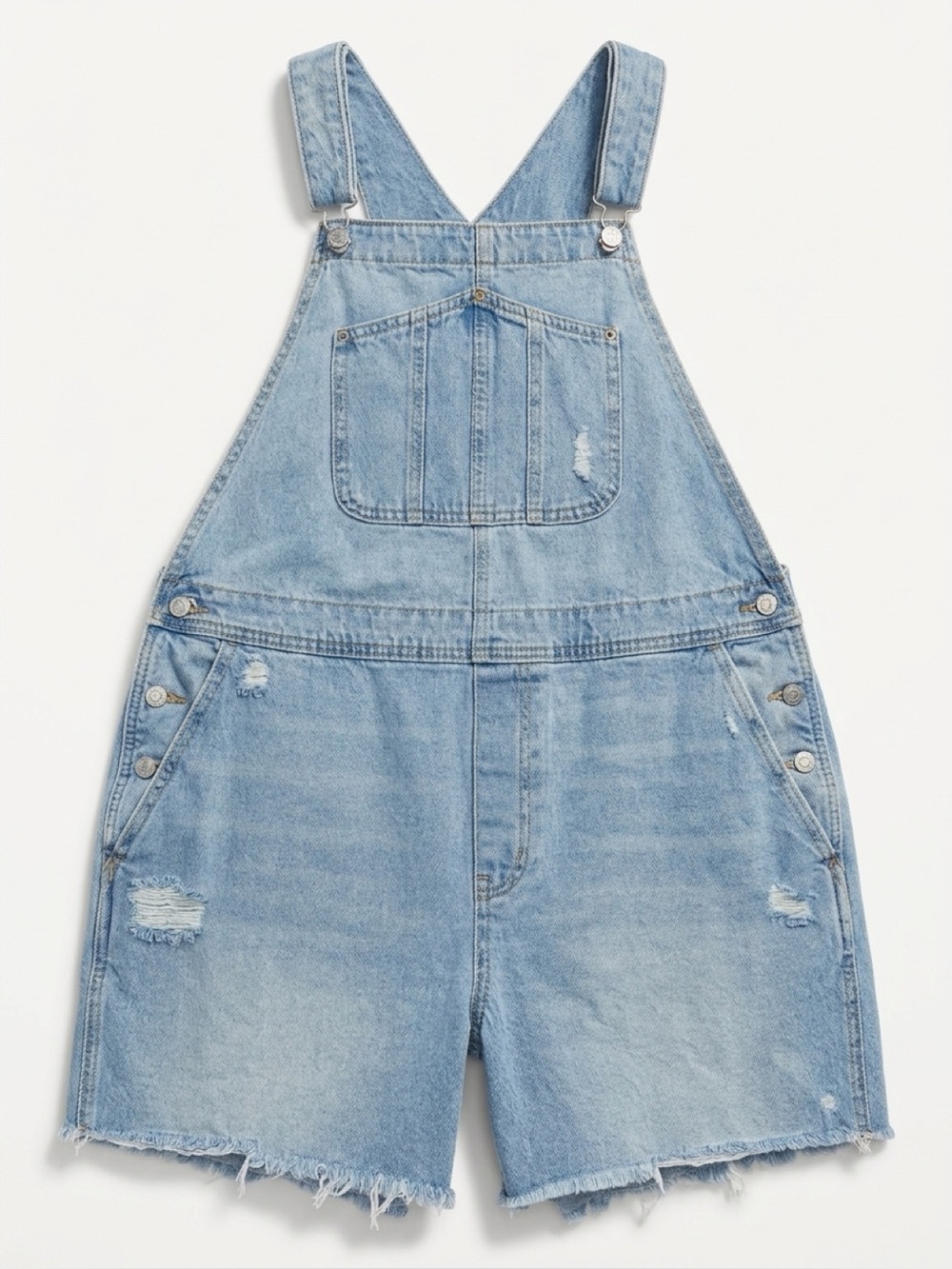 Old Navy Light Blue Distressed Denim Short Overalls